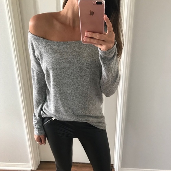 Grey boat neck sweater - Picture 3 of 4